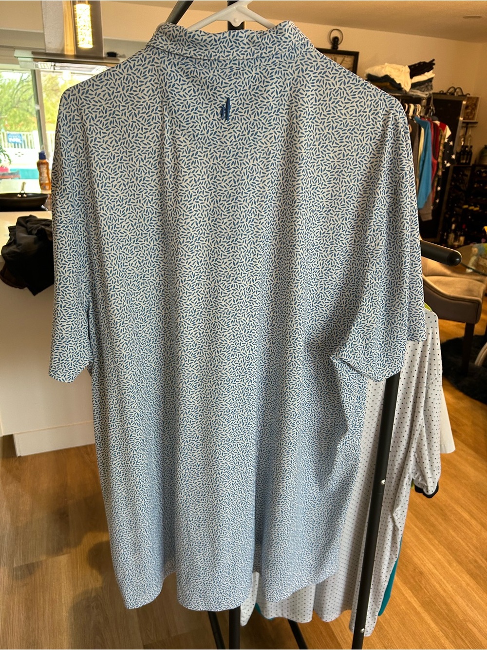 johnnie-O Light Blue & Navy Micro-Print Polo
